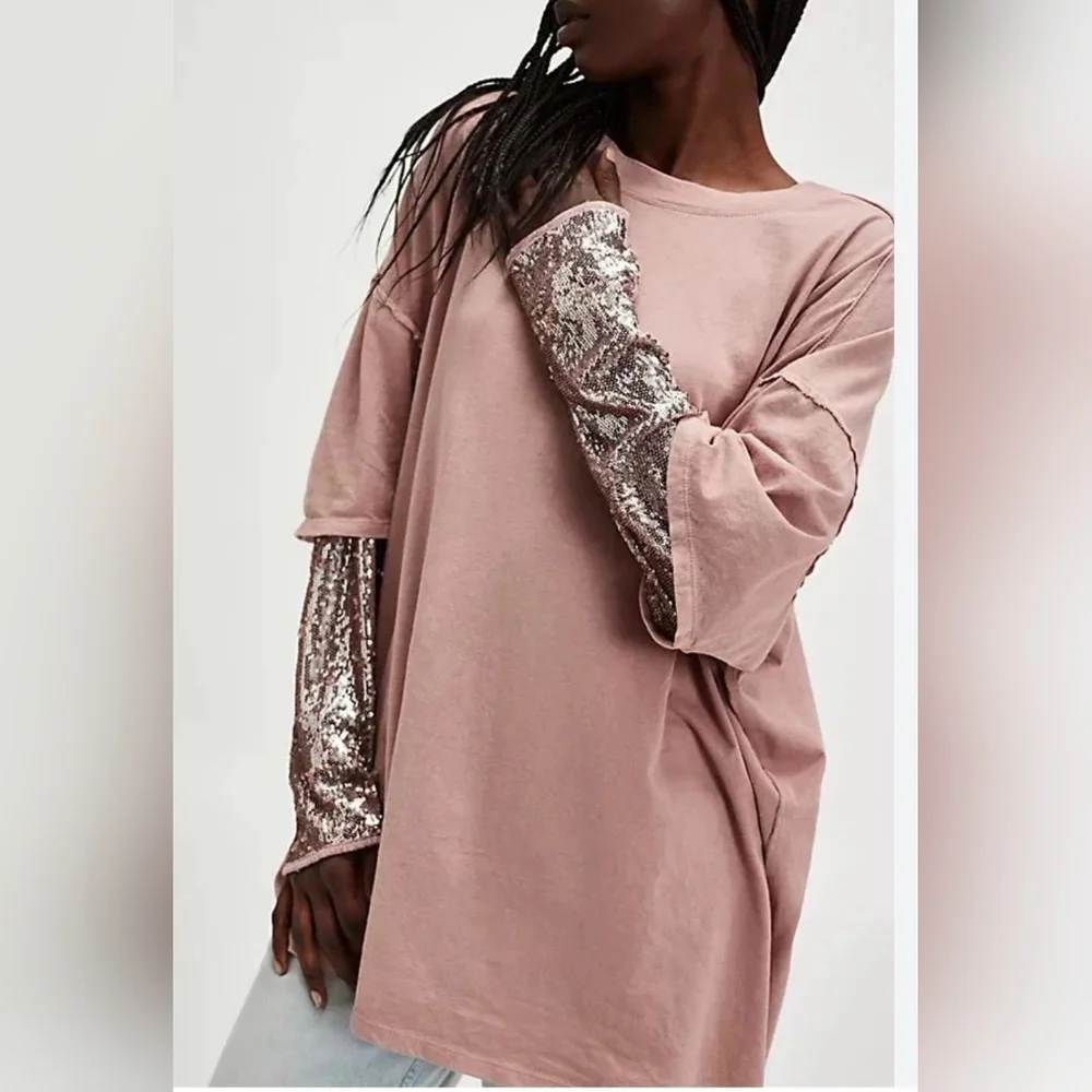 Free People Sequin Twofer long sleeve NWOT - Picture 5 of 10